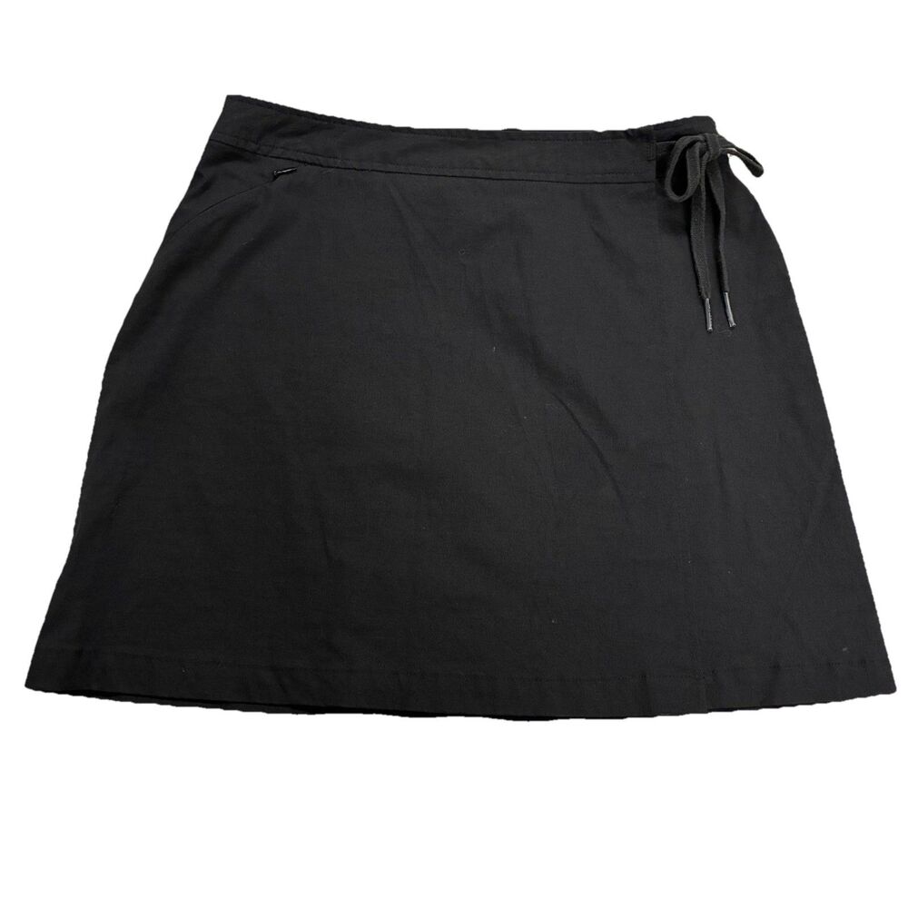 Athleta Wrap Mini Skirt Size Small Black - Zip Pocket Side Tie Adjustable Waist